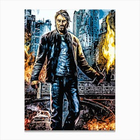 Man With Fire Videogame Canvas Print