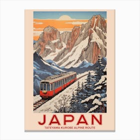 Tateyama Kurobe Alpine Route, Visit Japan Vintage Travel Art 3 Canvas Print