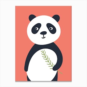 Panda Neutral Red Kids Canvas Print