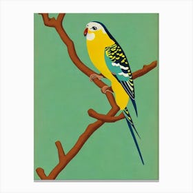 Budgerigar Midcentury Illustration Bird Canvas Print