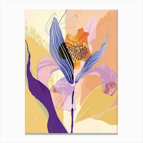 Colourful Flower Illustration Lilac 3 Canvas Print