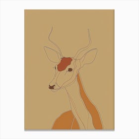 Antelope - Boho, Line Art 3 Canvas Print