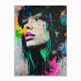 Girl With Colorful Hair Canvas Print