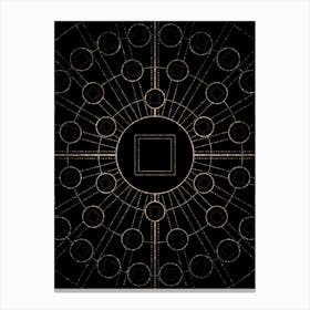 Geometric Glyph Radial Array in Glitter Gold on Black n.0197 Canvas Print