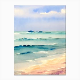 Cha Am Beach 2, Thailand Watercolour Canvas Print