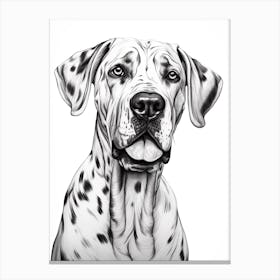 Great Dane Dog, Line Drawing 4 Canvas Print