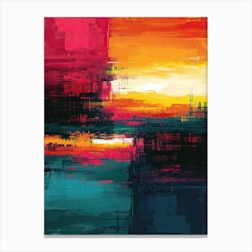 Abstract Sunset | Pixel Art Series Canvas Print