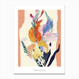 Colourful Flower Illustration Poster Snapdragon 4 Canvas Print