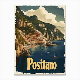 Aihrgdesign A Retro Travel Poster For Positano Canvas Print