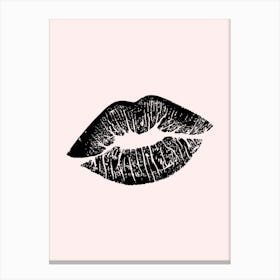 Black And White Drawing Of A Lips Canvas Print