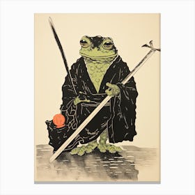 Frog Samurai,  Matsumoto Hoji Inspired Japanese 2 Canvas Print