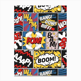 Modern Comic Book Superhero Pop Art Lichtenstein Cartoon Pow Boom Bam Canvas Print