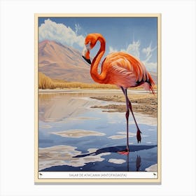 Greater Flamingo Salar De Atacama Antofagasta Tropical Illustration 1 Poster Canvas Print