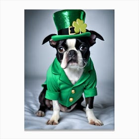 St Patrick'S Day Boston Terrier 2 Canvas Print