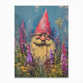 Kitsch Gnomes In The Garden 3 Canvas Print