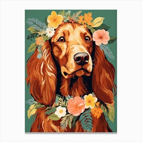 Irish Setter Portrait With A Flower Crown, Matisse Painting Style 2 Canvas Print