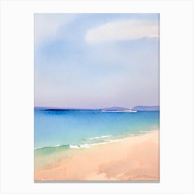 Plage De Gigaro, Saint Tropez, France Watercolour Canvas Print