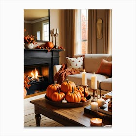 Living Room With Pumpkins Canvas Print