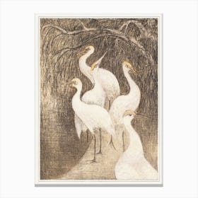 Six Cranes On The Waterfront (1878–1910), Theo Van Hoytema Canvas Print