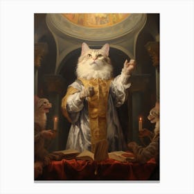 Rococo Style Cat In A Medieval Building Canvas Print