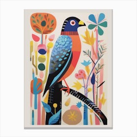 Colourful Scandi Bird Harrier 2 Canvas Print