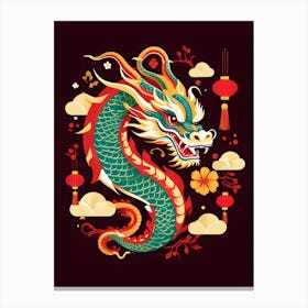 Dragon On Black Background Canvas Print