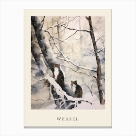 Winter Watercolour Weasel 3 Poster Canvas Print