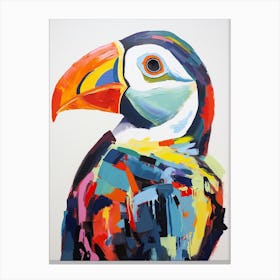 Colourful Bird Painting Puffin 3 Canvas Print