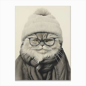 Persian Cat With Glasses Canvas Print