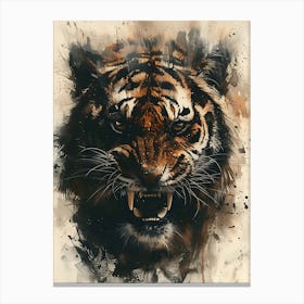 Badass Angry Tiger Ink Painting 16 Canvas Print