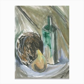 Still Life With A Pear - watercolor hand painted vertical kitchen Canvas Print