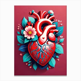 Heart With Flowers Canvas Print