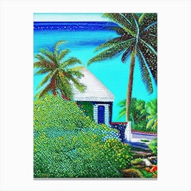 Little Cayman Cayman Islands Pointillism Style Tropical Destination Canvas Print