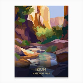 Zion National Park Travel Poster Matisse Style 1 Canvas Print