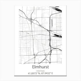 Elmhurst,United States Minimalist Map Canvas Print