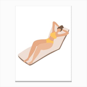 Woman Relaxing On A Beach Towel Canvas Print