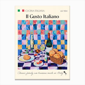 Il Gusto Italiano Trattoria Italian Poster Food Kitchen Canvas Print