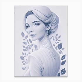 Woman, With Back To Camera Looking Over Shoulder Canvas Print