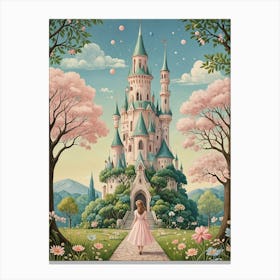 Fairytale Castle & Princess Canvas Print