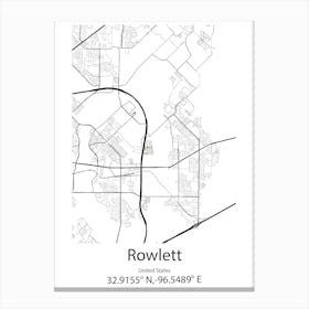 Rowlett,United States Minimalist Map Lienzo