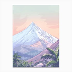 Mount Apo Philippines Color Line Drawing (5) Canvas Print