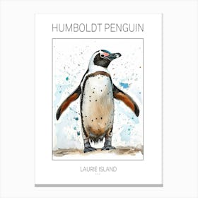 Humboldt Penguin Laurie Island Watercolour Painting 4 Poster Canvas Print