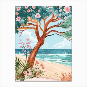 Watercolor Tree At The Beach Canvas Print