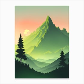 Misty Mountains Vertical Composition In Green Tone 175 Canvas Print