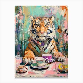 Kitsch Tiger Tea Party 2 Canvas Print