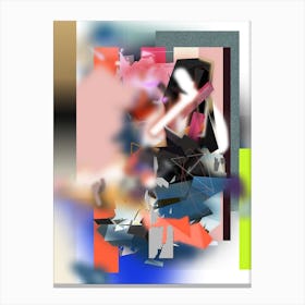 Coloful Geometric Abstraction Orange Deep Bleu Pink And Green Canvas Print