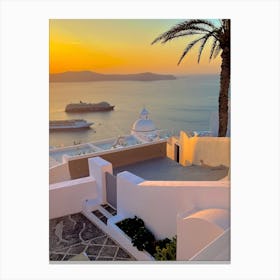 Sunset In Santorini Canvas Print