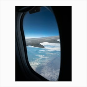 Window seat, coastal airplane view of Ile d'Yeu - France coast - ocean travel photography by Christa Stroo Photography Canvas Print