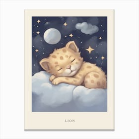 Sleeping Baby Lion 1 Nursery Poster Canvas Print