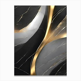 Abstract Black Gold Marble Wall Art Canvas Print